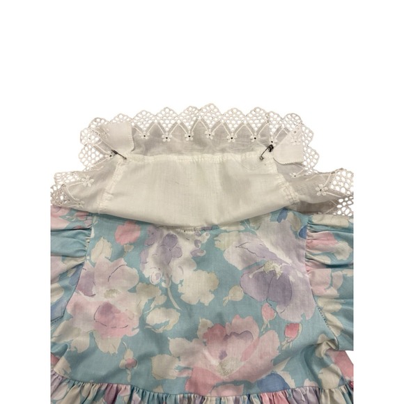 Vtg Girls Toddler Floral Lace Dress 3t Puff Sleeve Pastel Cottagecore Praire - Picture 3 of 7